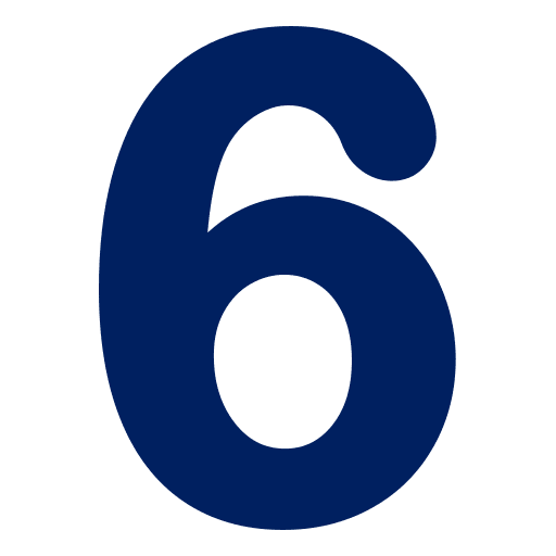 A blue number six on top of a green background.