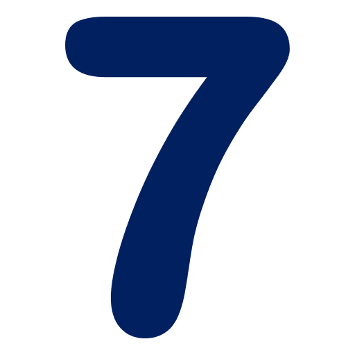 A blue number seven on a green background