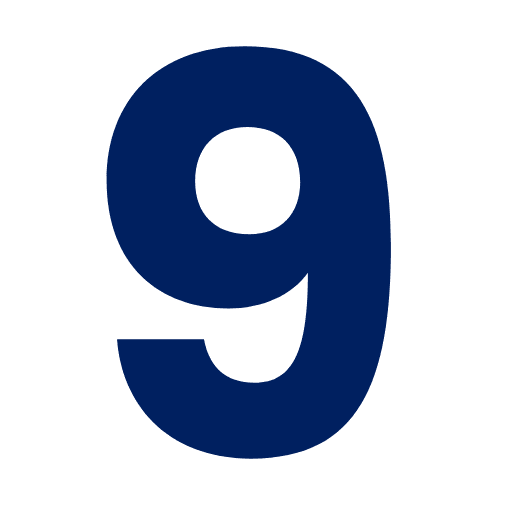 A blue number nine on top of a green background.
